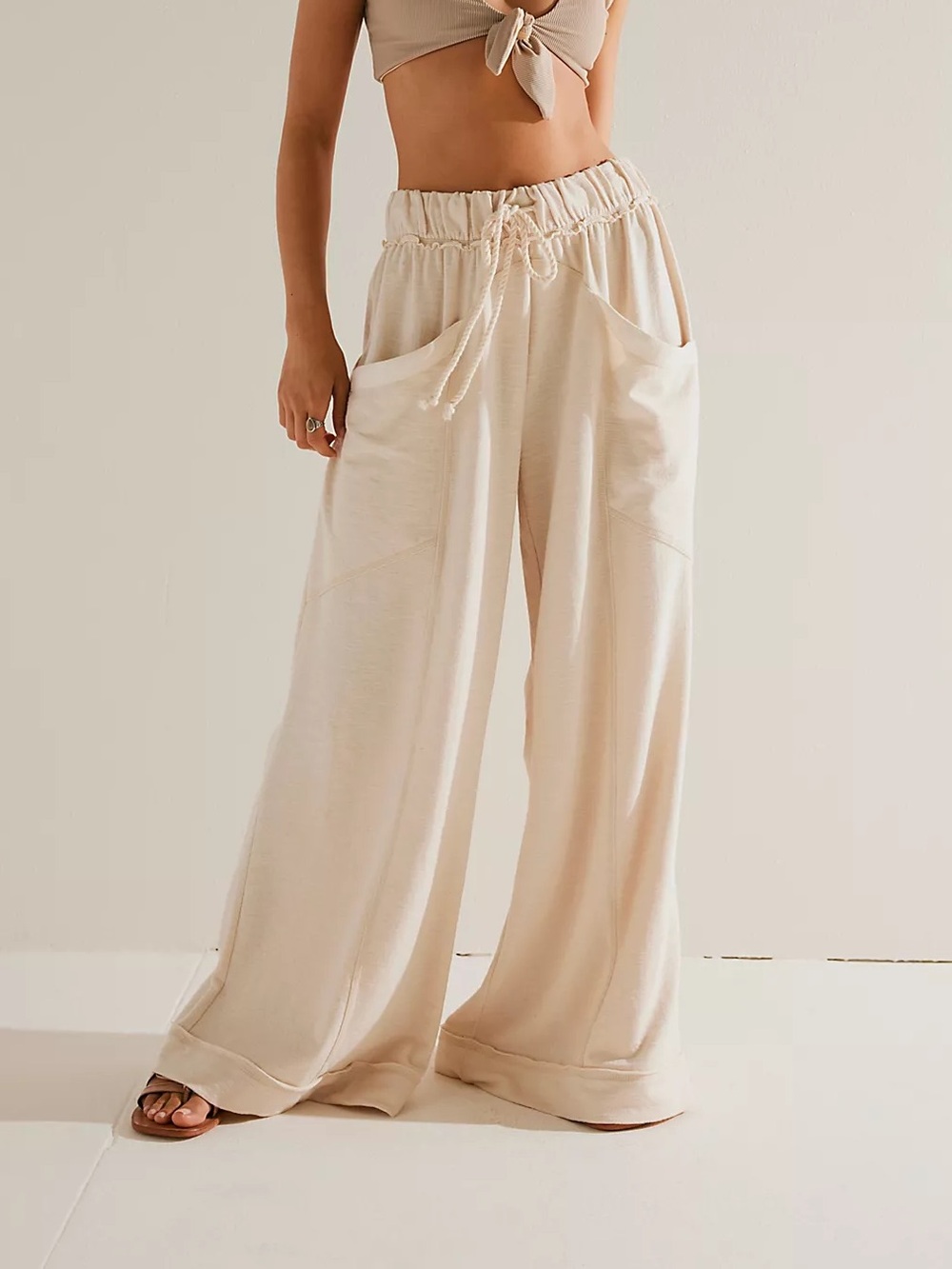 FP Beach by Free People Sophie Relaxed Wide-Leg Drawstring Pants - #292